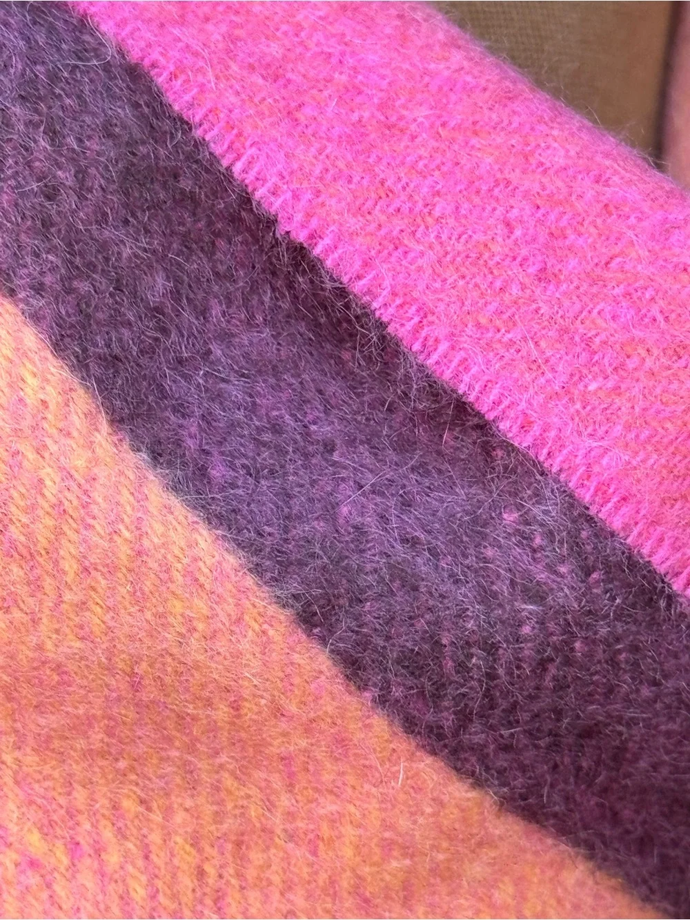 Designer 100% Cashmere Scarf Striped Multi Shades Of Pink Yellow Purple